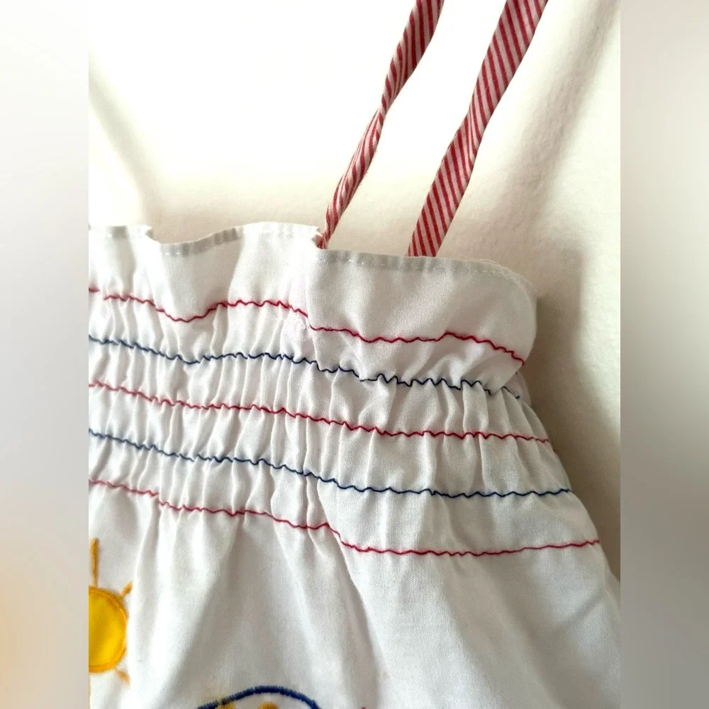 Vintage 80’s Sesame Street Baby Girl’s White Dress with Embroidered Big Bird - Picture 4 of 7